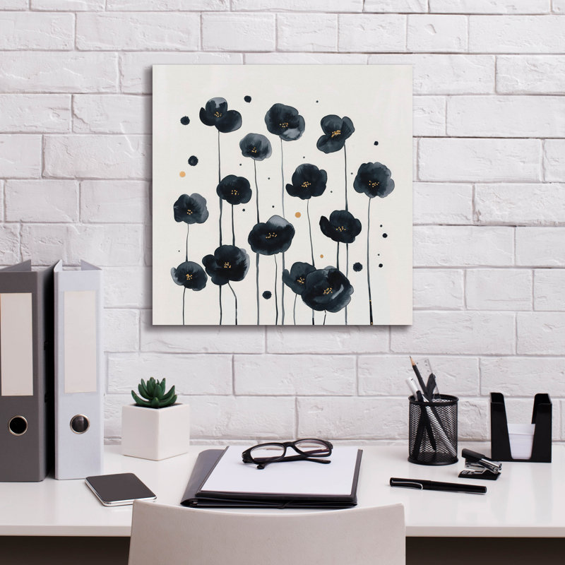 «Black Poppies» par Svetlana Aleynikova, art mural sur toile, H 18 po x l 18 po