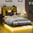 Floating Bed Frame With Charging Station, LED Bed Frame With Storage Headboard-445040598