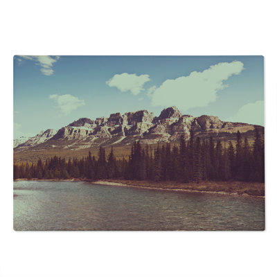 Ambesonne Mountain Cutting Board Large Size Canada River and Trees Multicolor