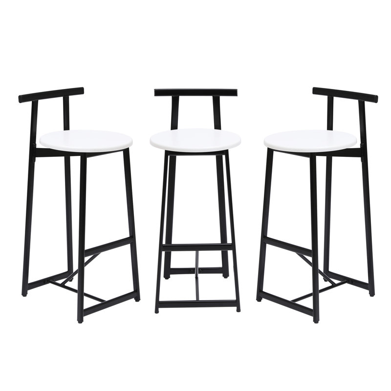 Ensemble de 3 comptoirs en métal noir et blanc avec 3 comptoirs de 27 po de hauteur, Blanc