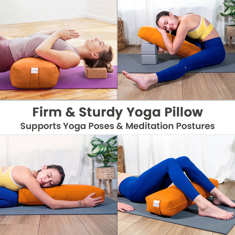 Orange Cotton Rectangle Bolster Meditation Pillow