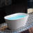 Cove WOODBRIDGE 59" L x 29-7/8" W Luxury Contemporary Solid Surface Stone Resin Freestanding Bathtub in Matte White