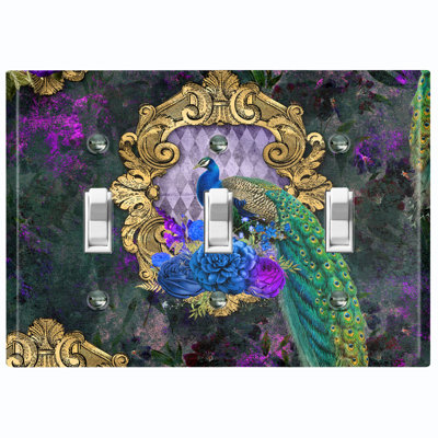 Patterned 3 - Gang Toggle Light Switch Standard Wall Plate
