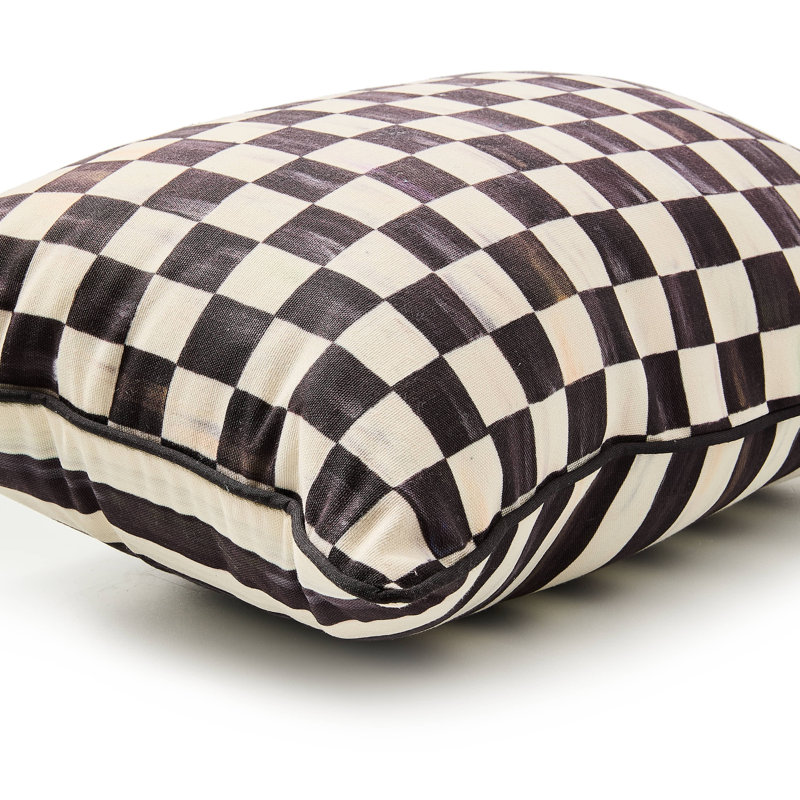Courtly Check Printed Outdoor Lumbar Pillow, Rectangle 12"H x 14"W