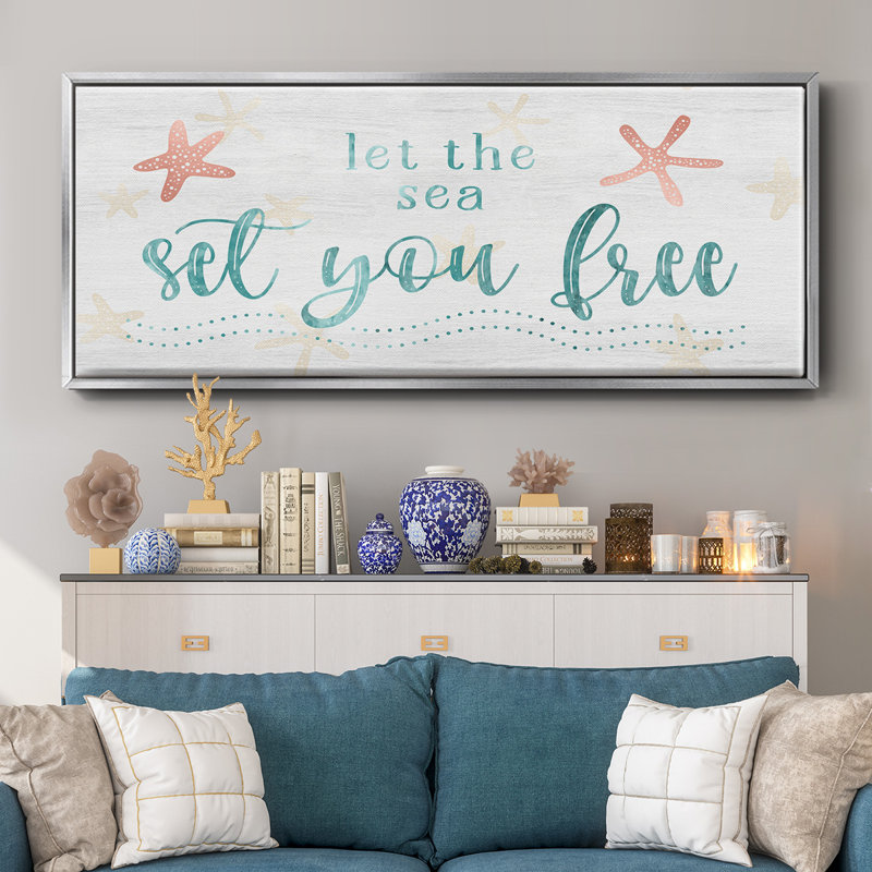 Sea Free- Framed Canvas, 12" H x 30" W