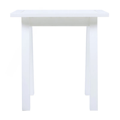 Acacia Wood Accent Side Table In White PU, Weather-Resistant Rectangular End Table For Patio, Garden, Lawn, And Living Room
