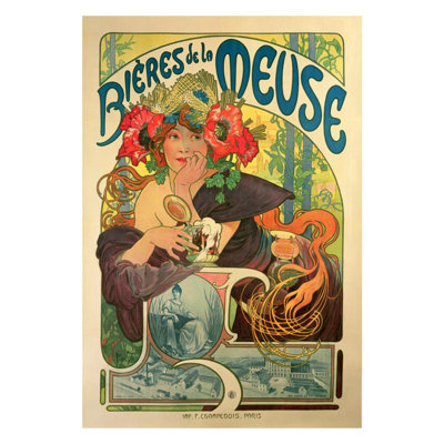 Affiche pour «Bières de la Meuse» (1897) par Alphonse Mucha - Estampe numérique