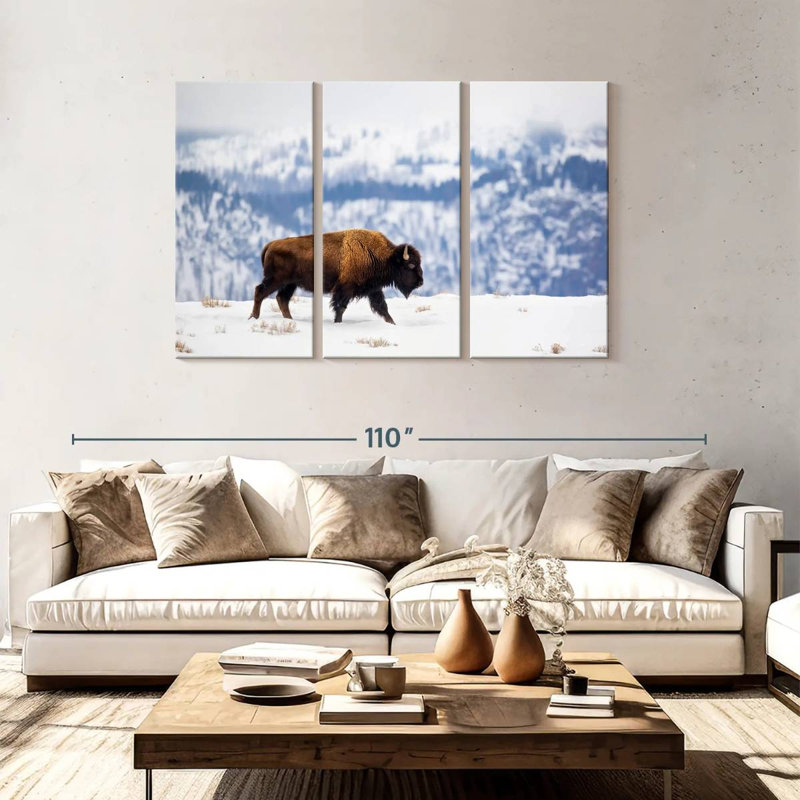 Brampt American Bison During Winter, 48" H x 74" W