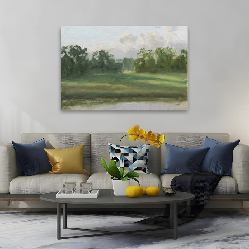 Premier nuage bleu-gris contemporain contemporain, H 60 po x l 40 po