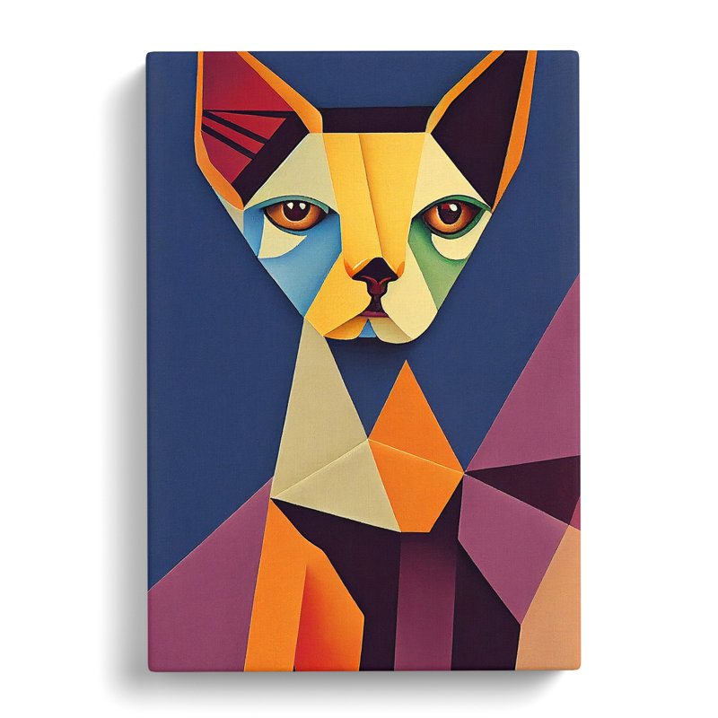 Sphynx Cat Cubism - Wrapped Canvas, 60cm H x 40cm W x 3cm D