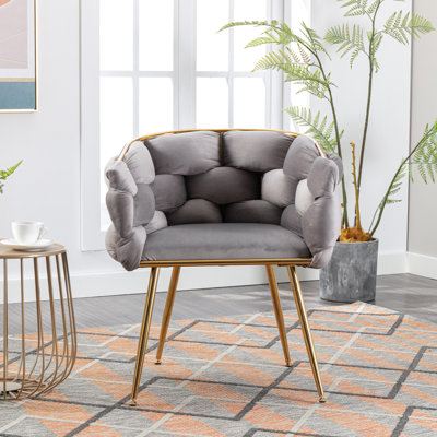 Chaise de chambre de luxe moderne en velours - gris, l 22 po x P 28,55 po, lignes élégantes et confortables