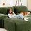 Modulaire en forme de U en olive, fabriqué en tissu de velours côtelé, sans assemblage nécessaire, base antidérapante, pour animaux de compagnie, incurvée, éponge haute 32d pour un usage domestique