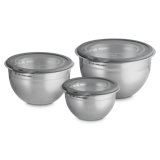 Le Creuset Stainless Steel Mixing Bowls With Glass Lids, Set Of 3