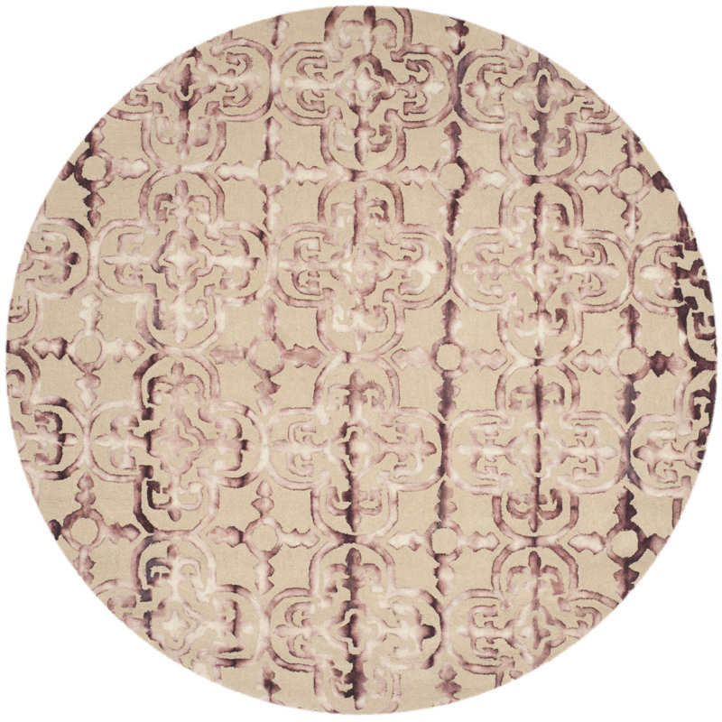 Lumsden Hand Tufted Wool Geometric Rug, Round 7'