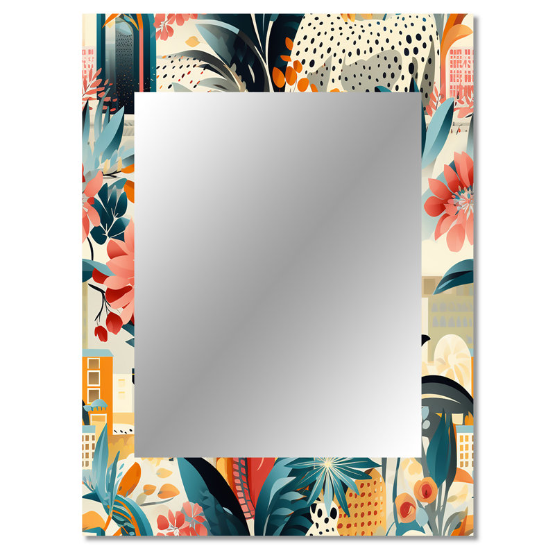 Urban Jungle City Tropical Pattern - Tropical Mirror Wall Decor, 40" x 30"
