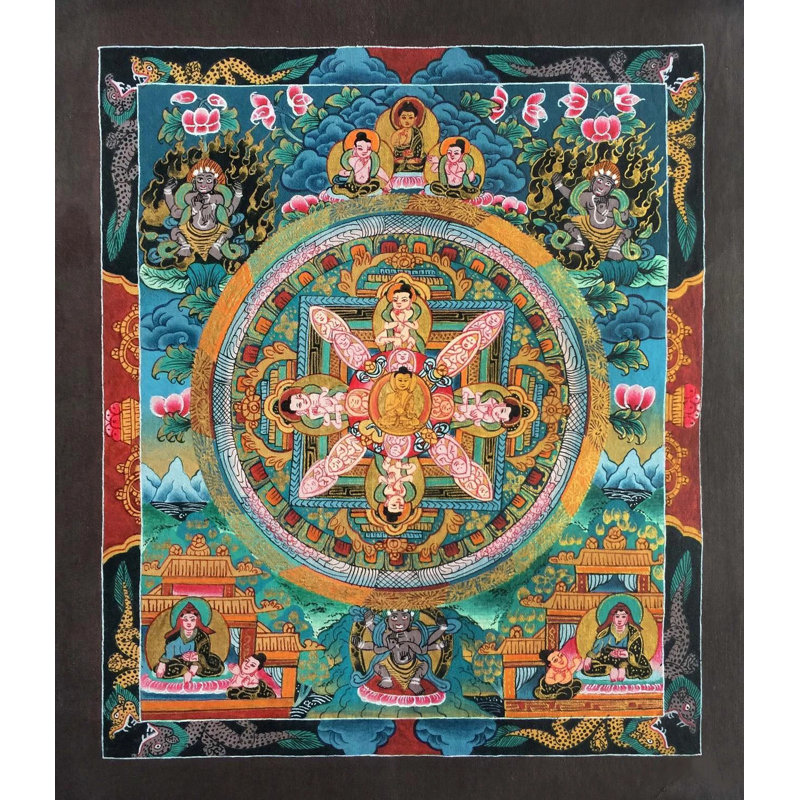 L'enfant de Bouddha Mandala (Brocadeless Thangka)