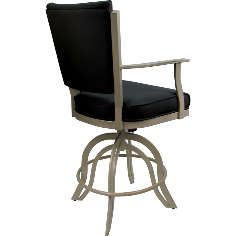 Tabouret de bar pivotant en cuir en métal - Siège de 30 po, Noir / Beige