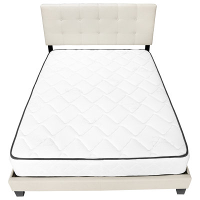Comfortable Upholstered Queen Bed In Beige For A Good Night's Sleep Linen Look Bedroom With Padded Headboard And Slats