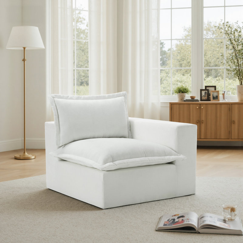Upholstered Armchair, White 