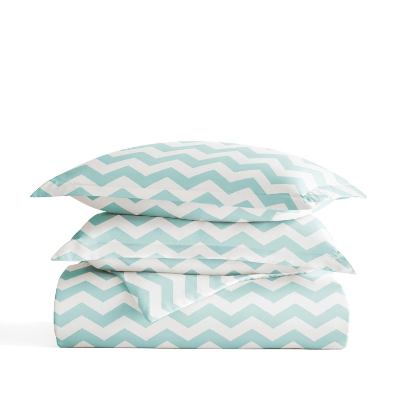 Becky Cameron Chevron Stripe Duvet Cover Set, Turquoise, King Duvet Cover + 2 Shams