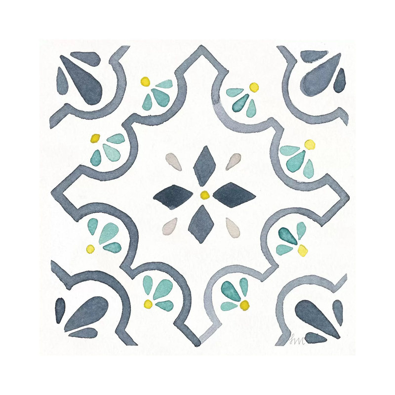 Garden Getaway Tile II White by Laura Marshall - Wrapped Canvas Painting, 93.98cm H x 93.98cm W x 1.91cm D
