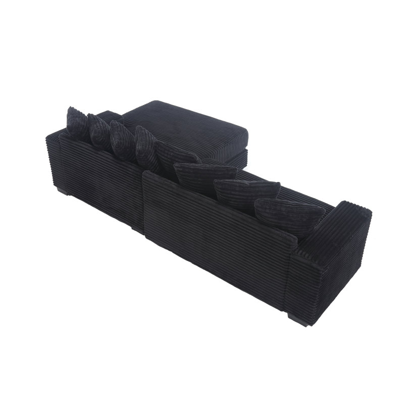 Canapé en velours côtelé modulaire à compression, Face à la droite, Velours côtelé noir