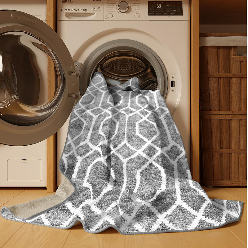 Tapis gris tissé à la machine Friedman, Rectangle 8 pi x 10 pi