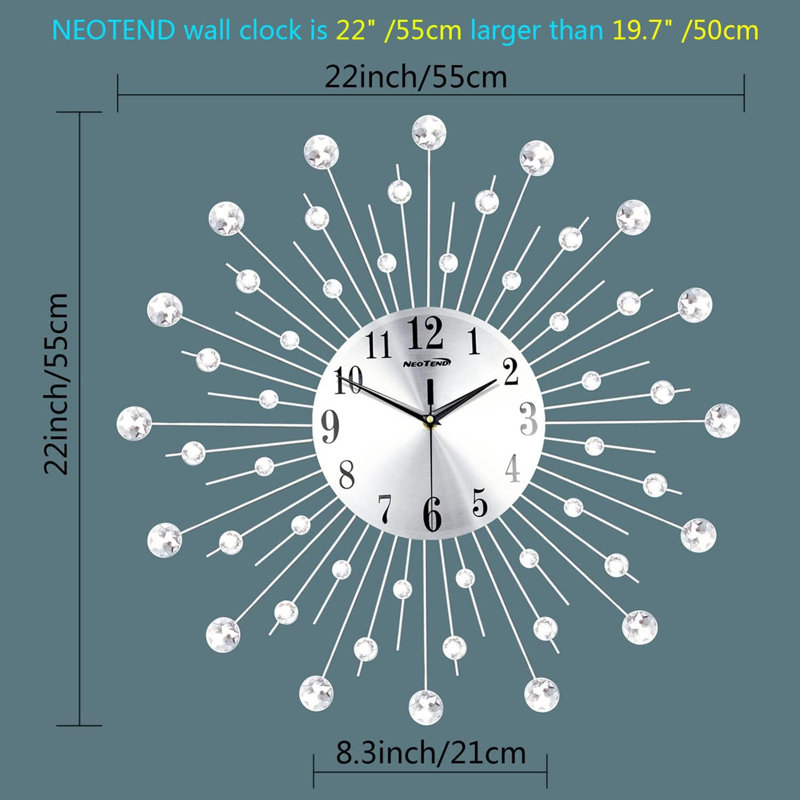 Limones 22 Inch Large Wall Clock For Living Room, Farmhouse Modern Kitchen, Bedroom, Office - Silent Non-Ticking Decorative Metal Wall Clock With Aluminum Dial, White