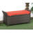 Patio wicker storage stool, outdoor PE cane patio furniture, 2 in 1 large volume rectangular garden storage box with handles and cushions