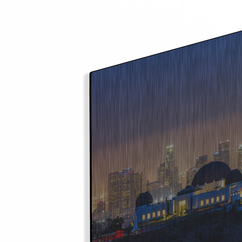 «L A Skyline With Griffith Observer» par Toby Harriman, art mural en métal, H 16 po x l 24 po