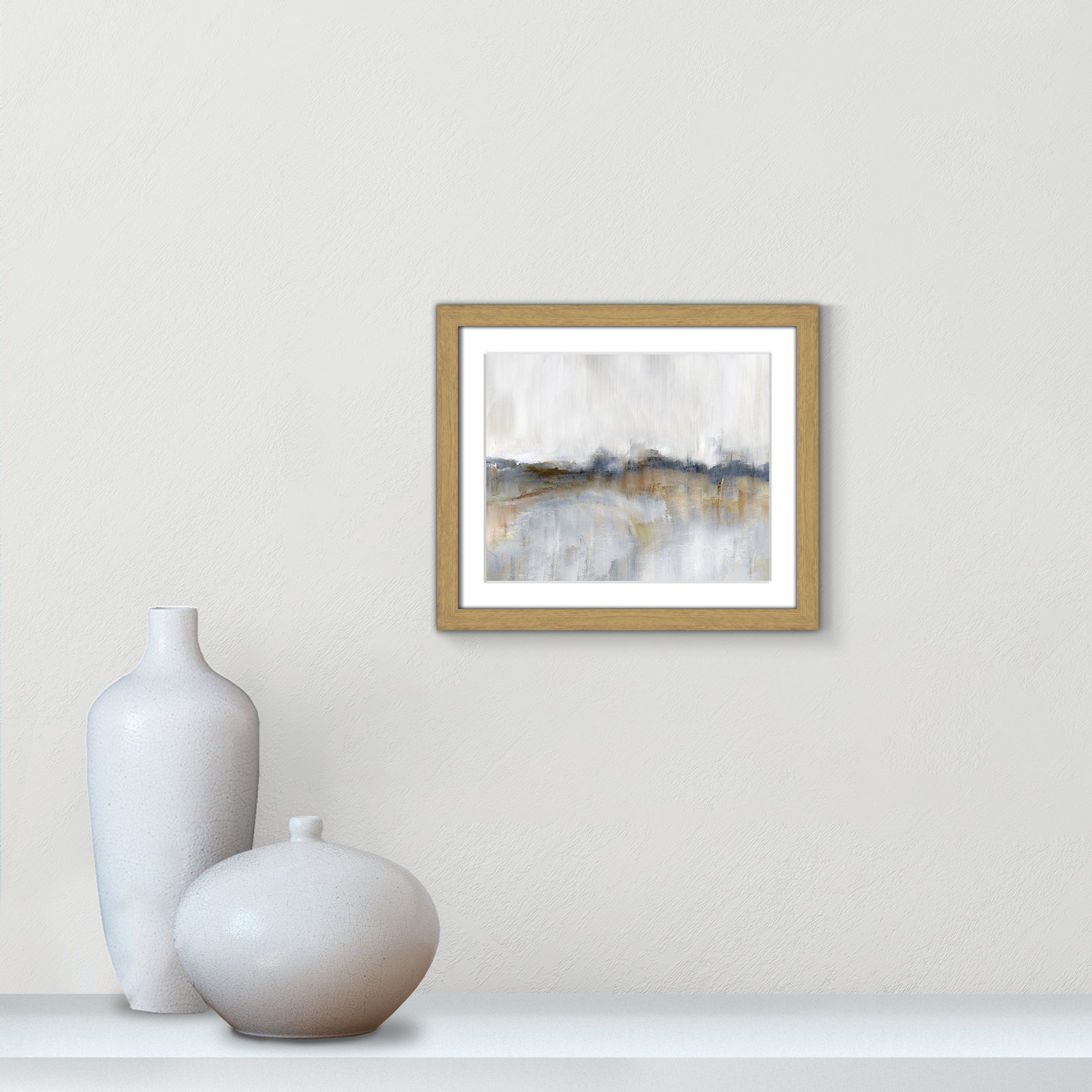 Autumnal Tide by Nan, 13" H x 15" W x 0.75" D, Natural Framed
