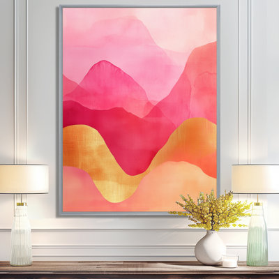 Arc Canvas Decor, Pink Gold Abstract Wall Art, Contemporary  Flow I – Pink & Gold Arcs
