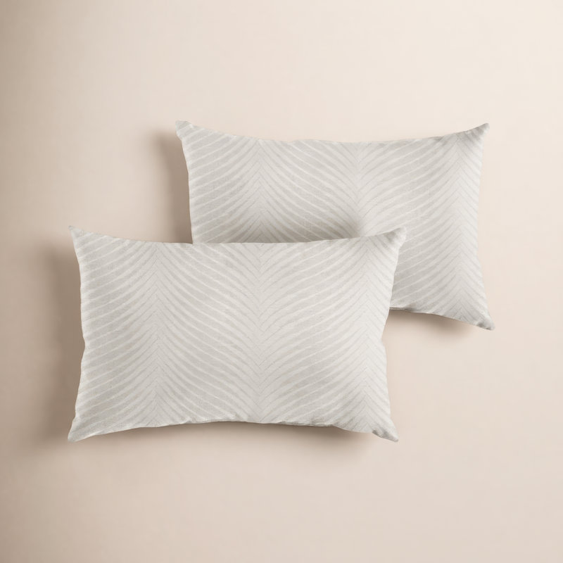 New Sunbrella 2023 Striped Sunbrella® Outdoor Reversible Throw Pillow, Natural, 12" x 24"