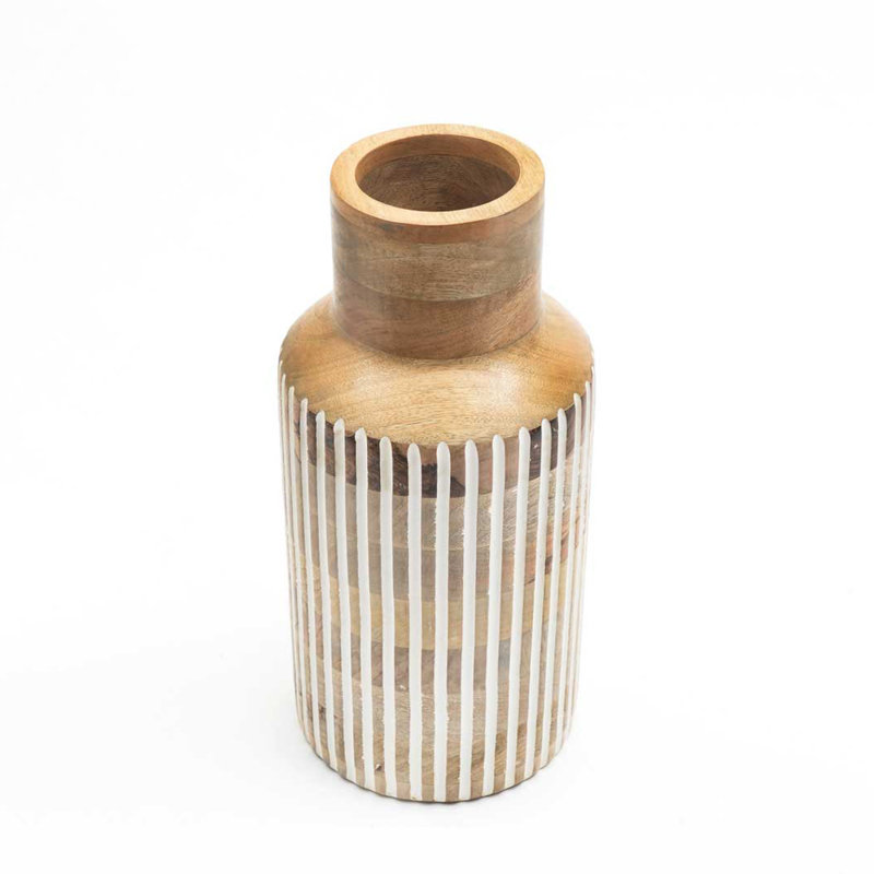  Vase en bois | Vase décoratif fabriqué à la main | Décoration rustique en bois | 6,5 x 12,5 po, H 13 po x l 7 po x P 7 po