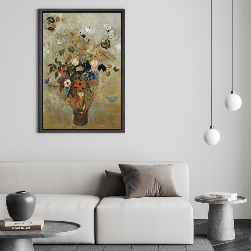 Illustration de fleurs sauvages et de papillons bohémiens, campagne française rustique, Noir, H 24 po x l 16 po