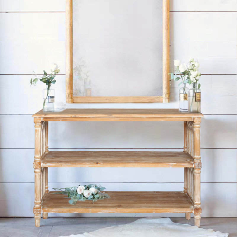 Console 47,24 "à 3 niveaux en bois avec détails décoratifs gothiques, canapé d'entrée pour le couloir et le salon