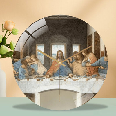 Horloge murale silencieuse en verre trempé de 30 cm, « La Douleur de la Cène (1) », sans tic-tac, fonctionne avec des piles AA (non incluses), décoration artistique pour la maison