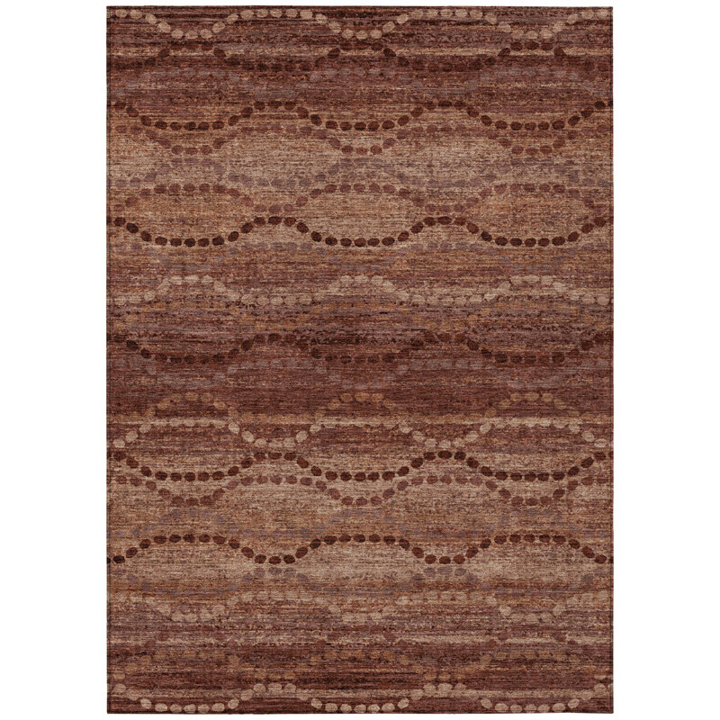 Machine Washable Indoor/Outdoor Xhevrie Paprika Rug, Rectangle 9' x 12'