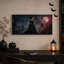 Dame squelette gothique avec des roses rouges et une toile murale d'Halloween au clair de lune-1995284019