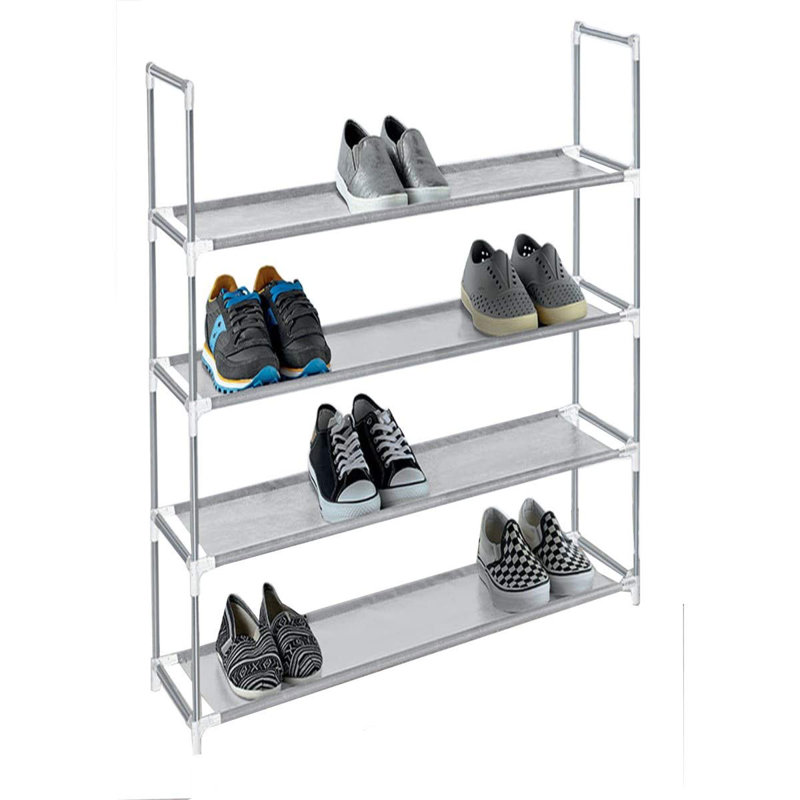 12 Pair Stackable Shoe Rack, Grey