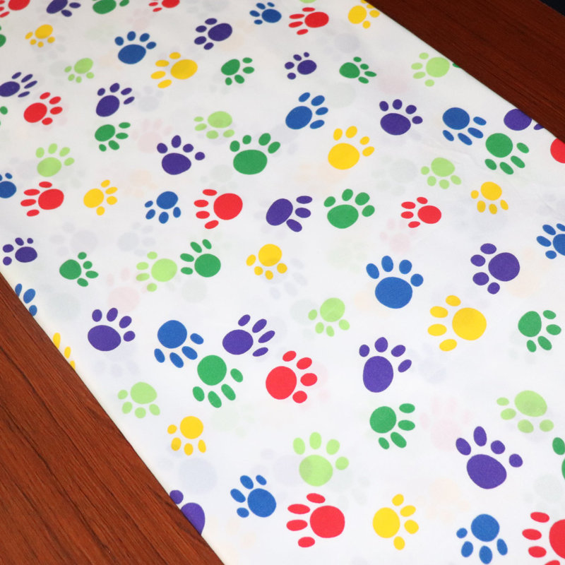 Paw Print Table Runner, Colorful,  120" x24" 