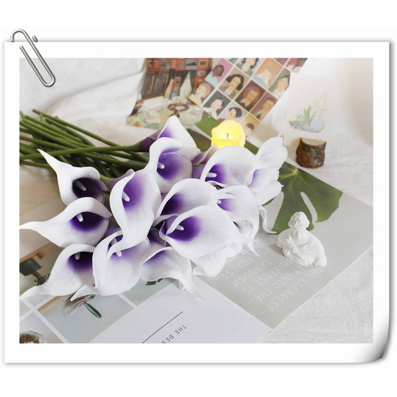 Arrangement Lillies, H 13,58 po x l 2,3 po x P 3 po, Mauve/blanc