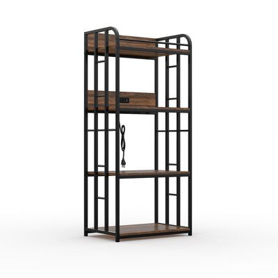Adjustable 4-Tier Metal Bakers Rack - Premium Freestanding Microwave Shelf for Kitchen with Adjustable Shelf Heights, Heavy-Duty Metal Frame & Space-Saving Open Storage