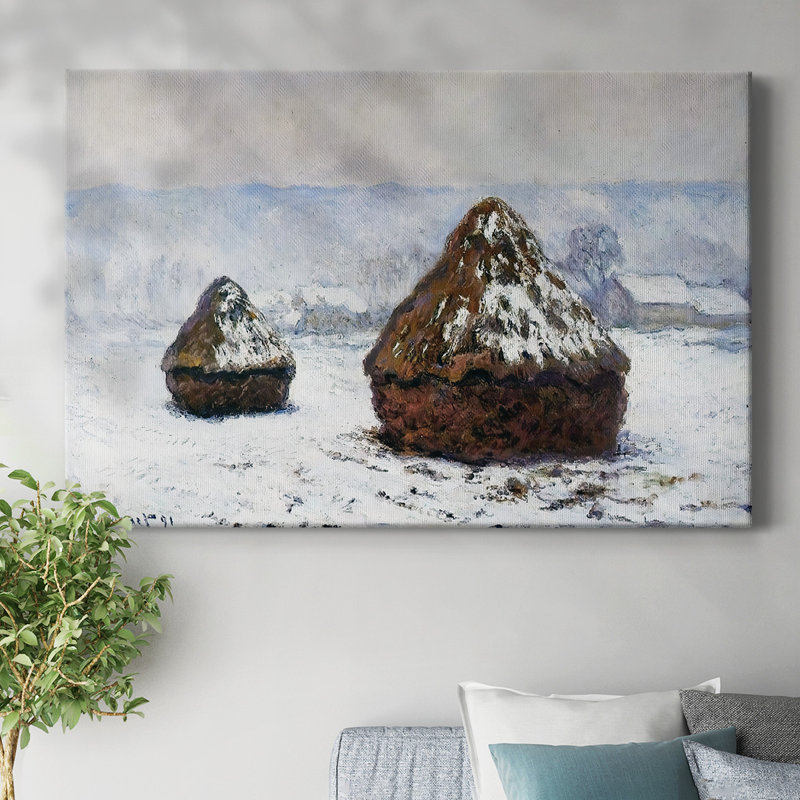 Grainstacks, Snow Effect, 1890-Gallery Wrapped Canvas, 40" H x 60" W