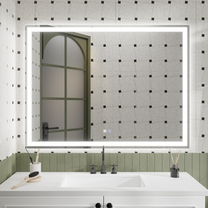 Miroir de salle de bain Eldur Smart LED - Température de couleur 5000K, intensité variable, désembuage, fonction mémoire