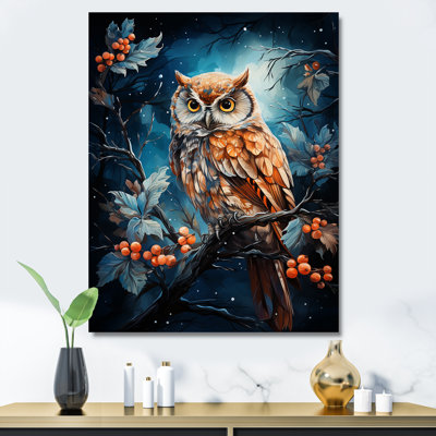 Starry Night Owl Guardian II - Owl Animal Wall Art