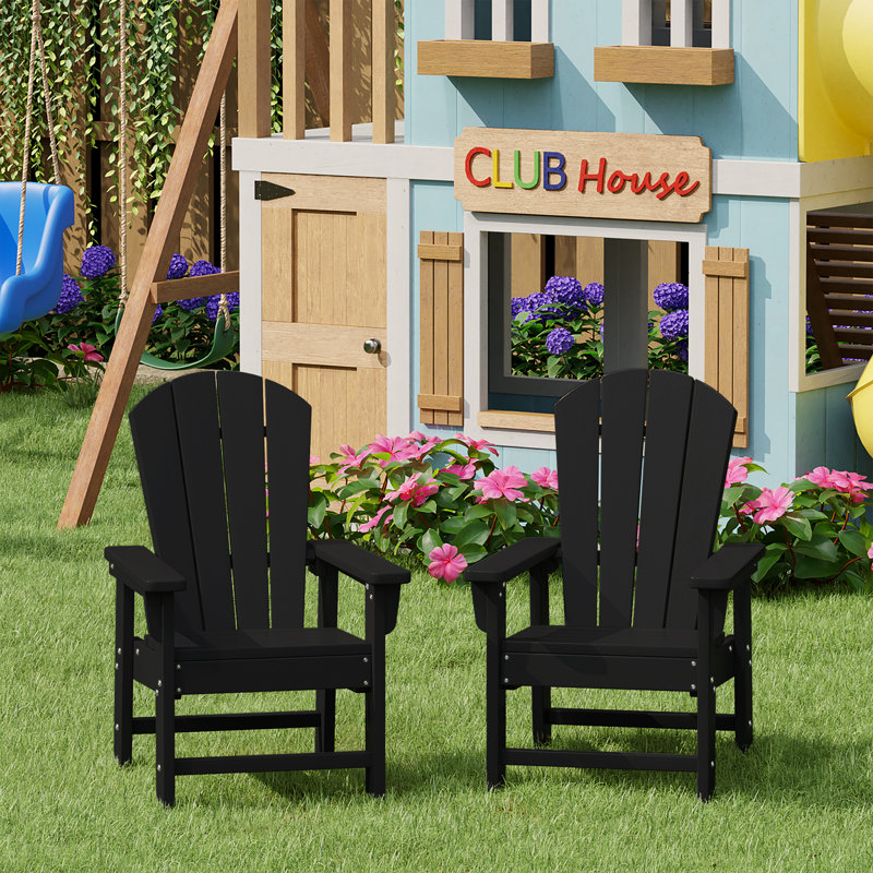 Ensemble de 2 chaises Adirondack pour enfants Vinnie, Noir, noir, noir, noir