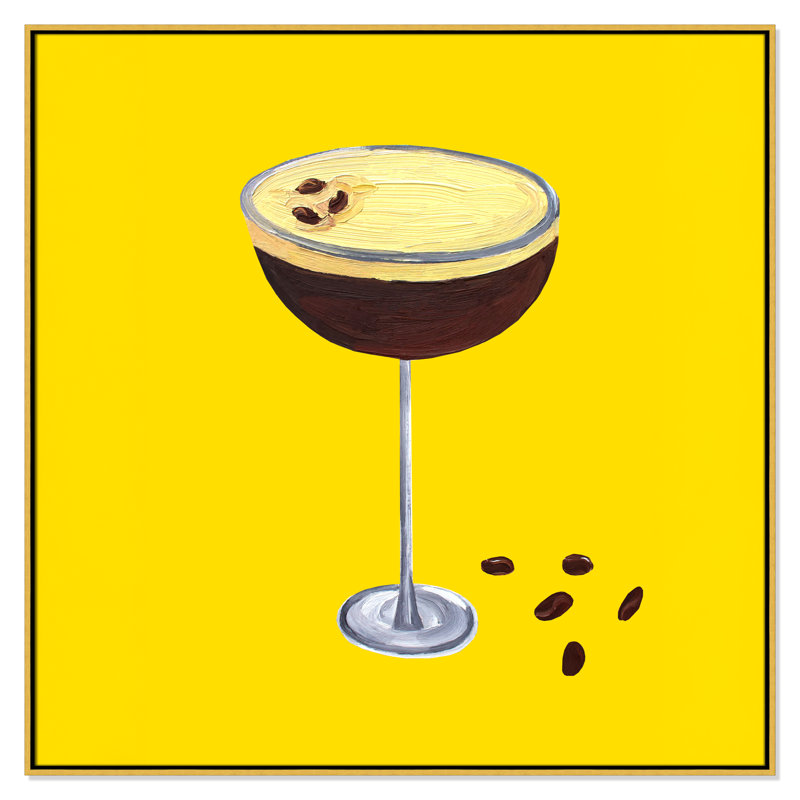 Espresso Martini Buttercup - reproduction carrée jaune par Straker, 46.5' W x 46.5' H, Flotteur doré