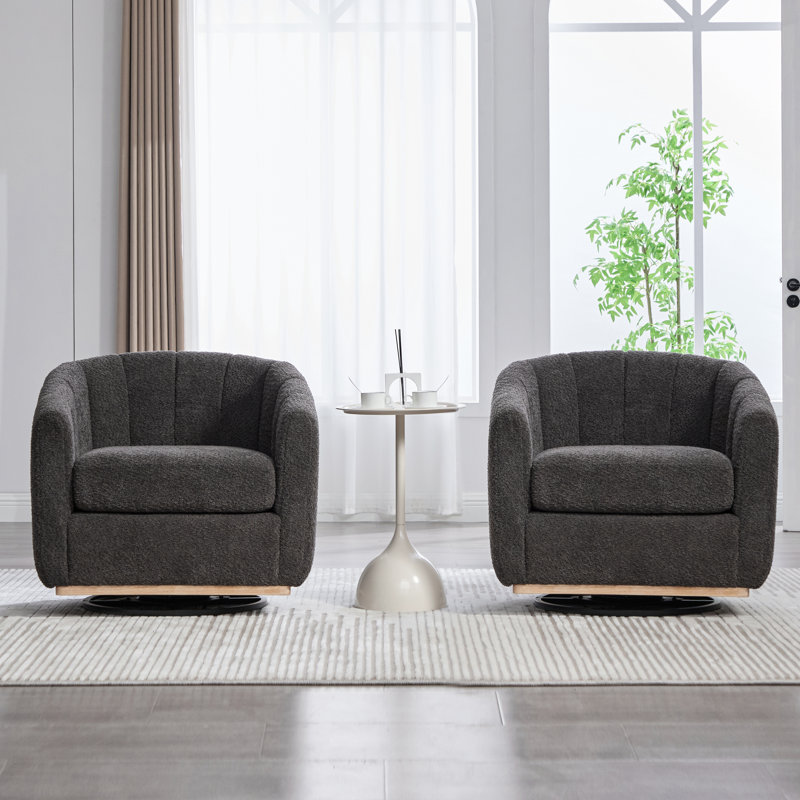 Fauteuil demi-tonneau pivotant l 32,25 po (ensemble de 2), Gris anthracite