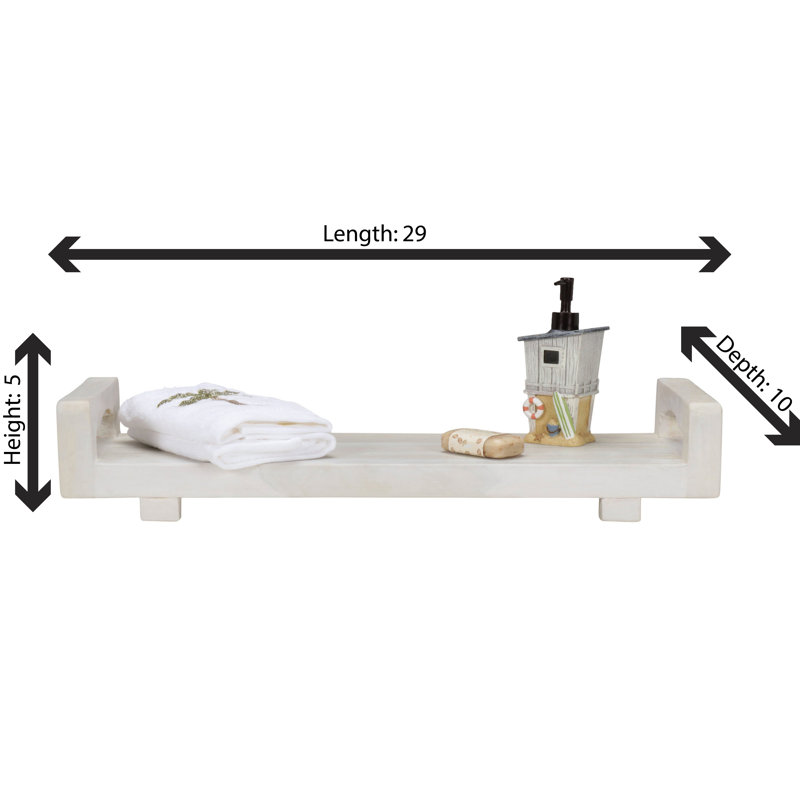 Eleganto 29" White Driftwood Teak Bath Tray with LiftAide Arms